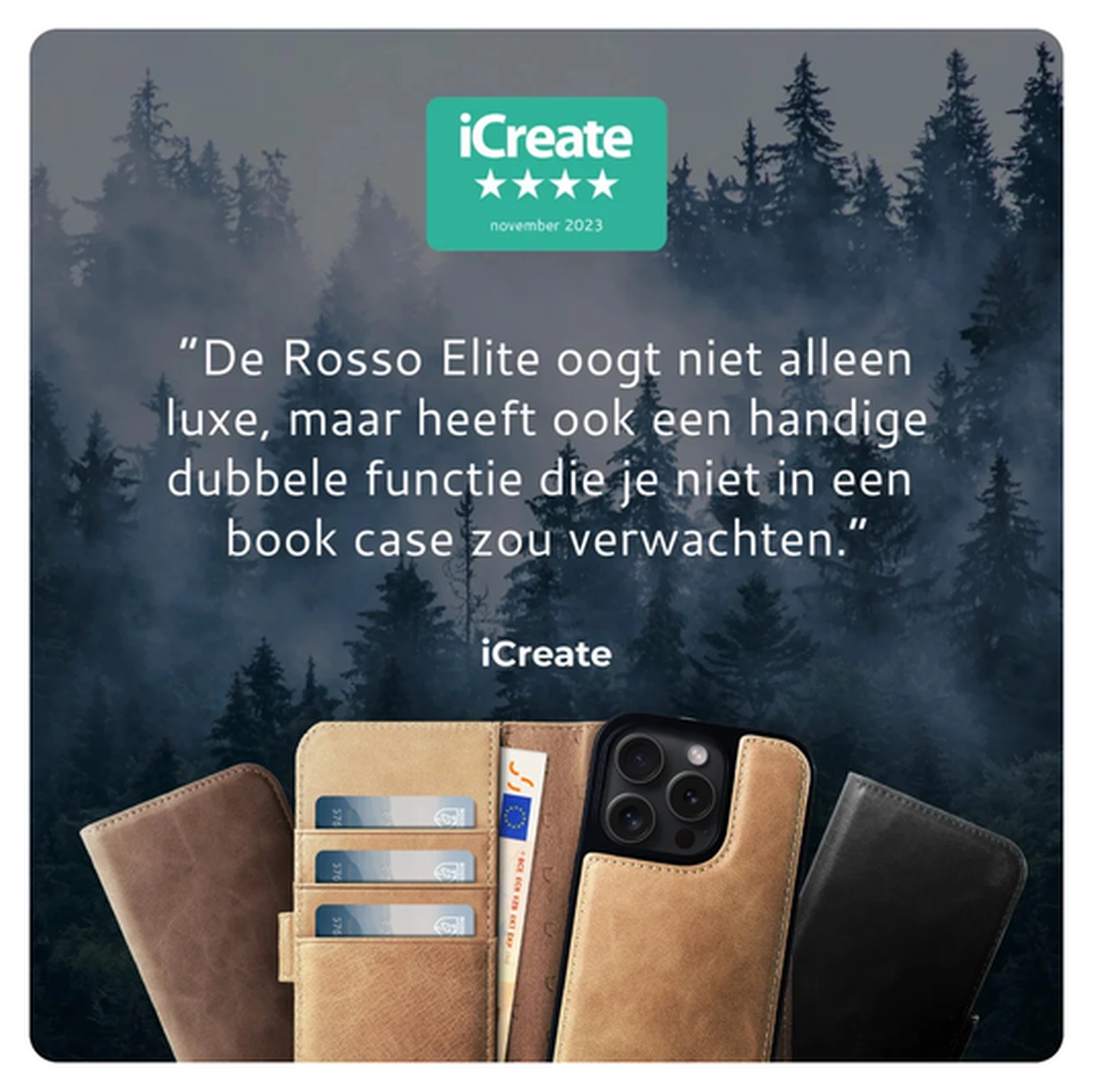 Rosso Elite iPhone Air Hoesje met MagSafe Book Case Echt Leer Lichtbruin afbeelding 10