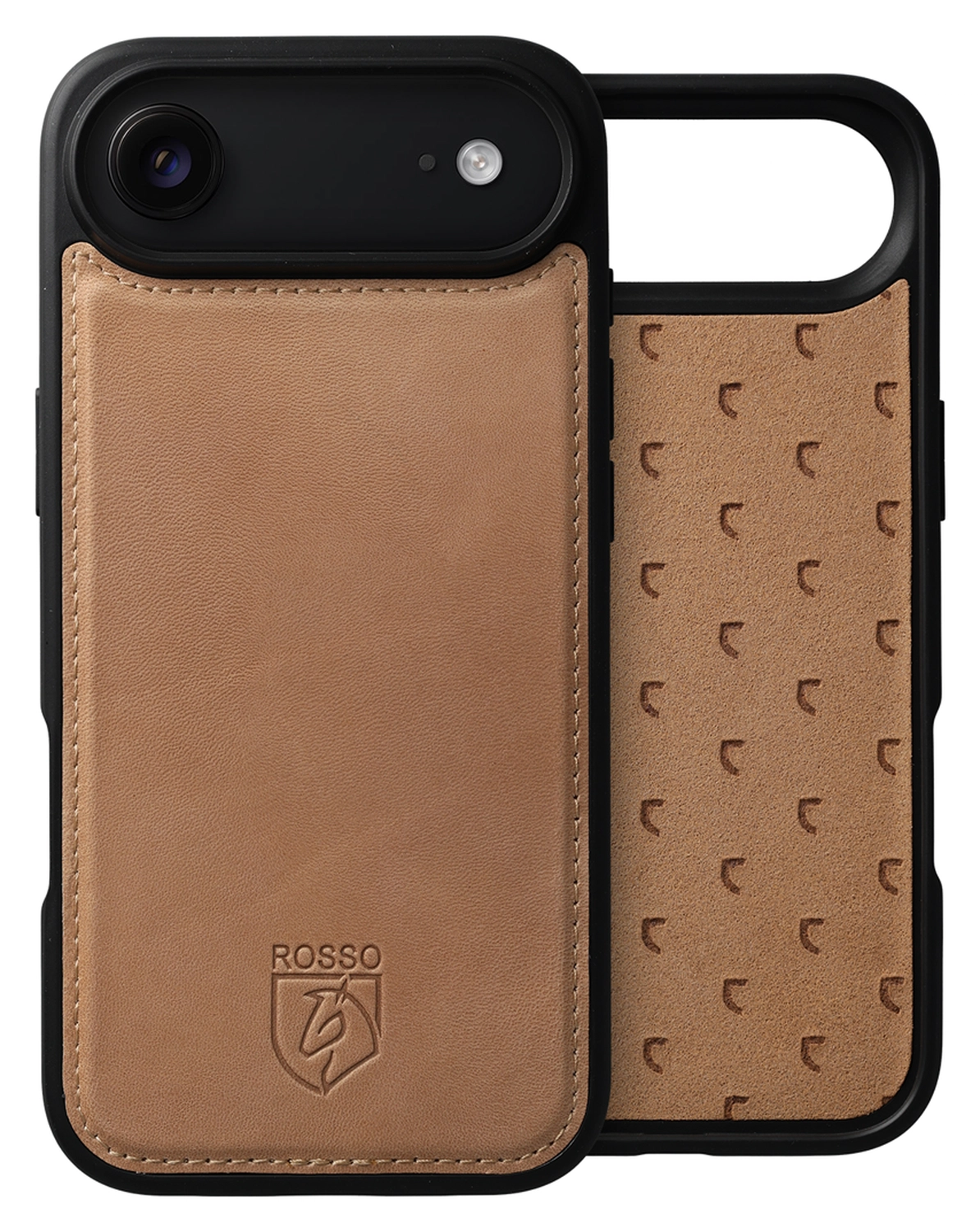 Rosso Elite iPhone Air Hoesje met MagSafe Book Case Echt Leer Lichtbruin afbeelding 5