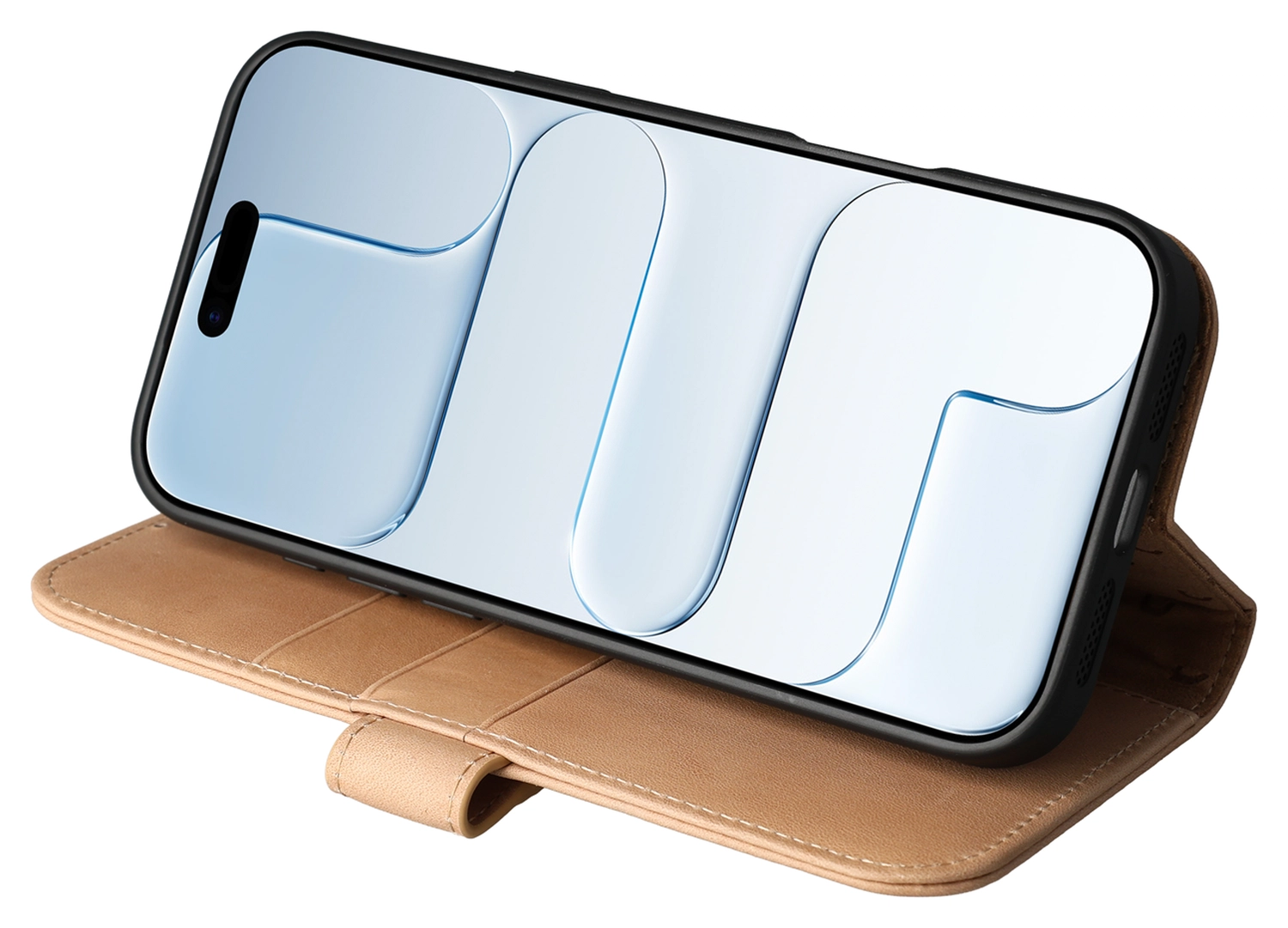 Rosso Elite iPhone Air Hoesje met MagSafe Book Case Echt Leer Lichtbruin afbeelding 7