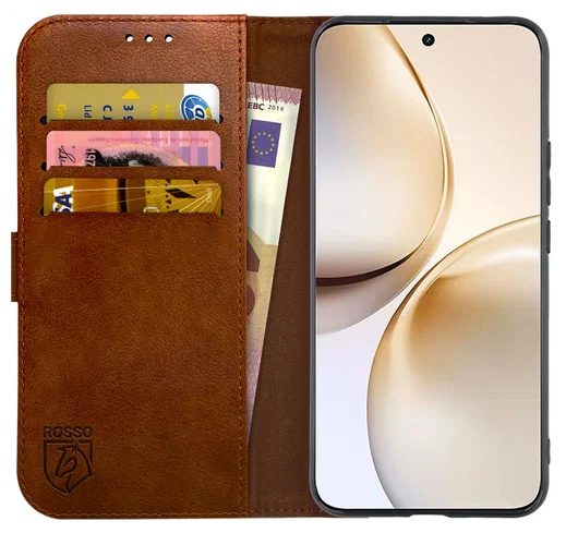 Rosso Element Realme 14 Pro Hoesje Book Case Wallet Bruin afbeelding 1