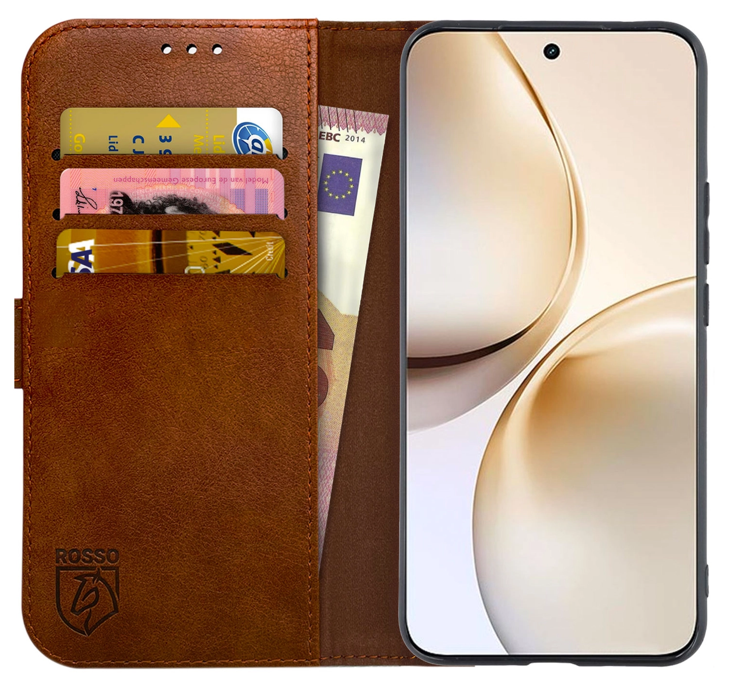 Rosso Element Realme 14 Pro Plus Hoesje Book Case Wallet Bruin afbeelding 1