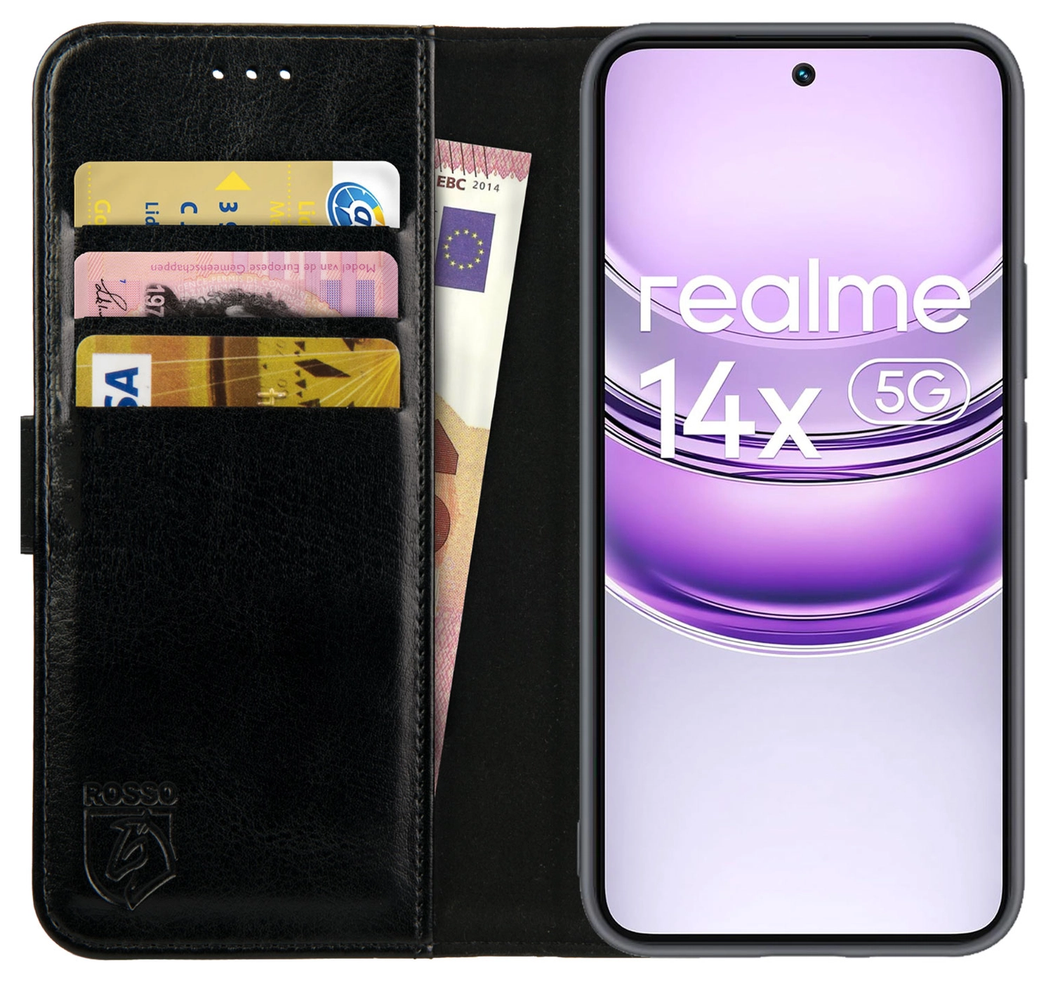 Rosso Element Realme 14X Hoesje Book Case Wallet Zwart afbeelding 1