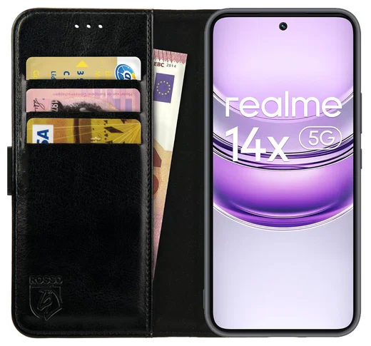 Rosso Element Realme 14X Hoesje Book Case Wallet Zwart afbeelding 1
