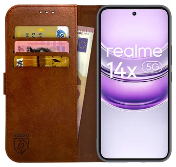 Rosso Element Realme 14X Hoesje Book Case Wallet Bruin