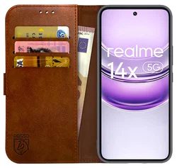 Rosso Element Realme 14X Hoesje Book Case Wallet Bruin afbeelding