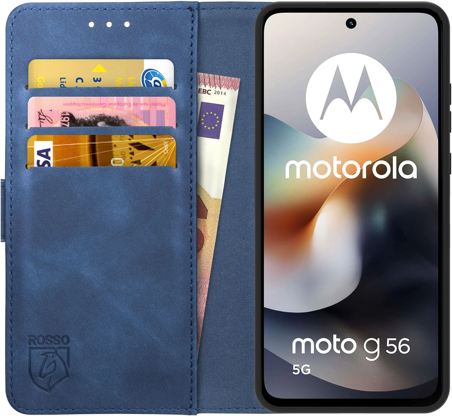 Rosso Element Motorola Moto G56 Hoesje Book Case Wallet Blauw afbeelding 1