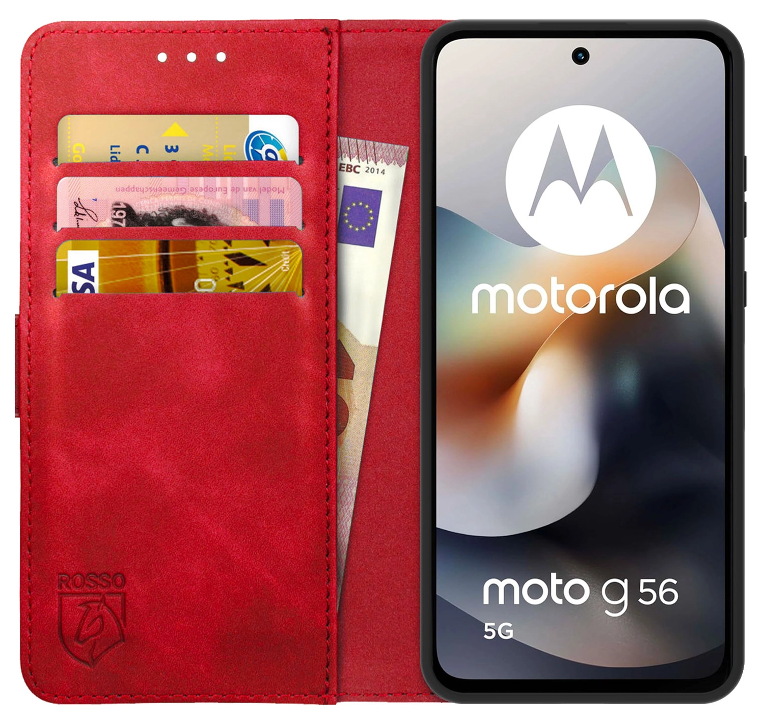 Rosso Element Motorola Moto G56 Hoesje Book Case Wallet Rood afbeelding 1