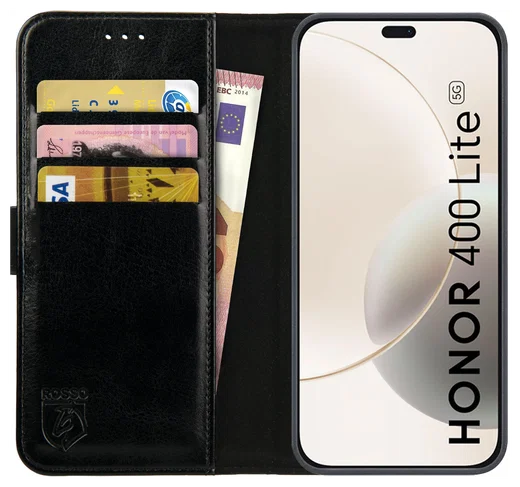 Rosso Element Honor 400 Lite Hoesje Book Case Wallet Zwart afbeelding 1