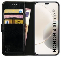 Rosso Element Honor 400 Lite Hoesje Book Case Wallet Zwart afbeelding