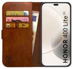 Rosso Element Honor 400 Lite Hoesje Book Case Wallet Bruin afbeelding