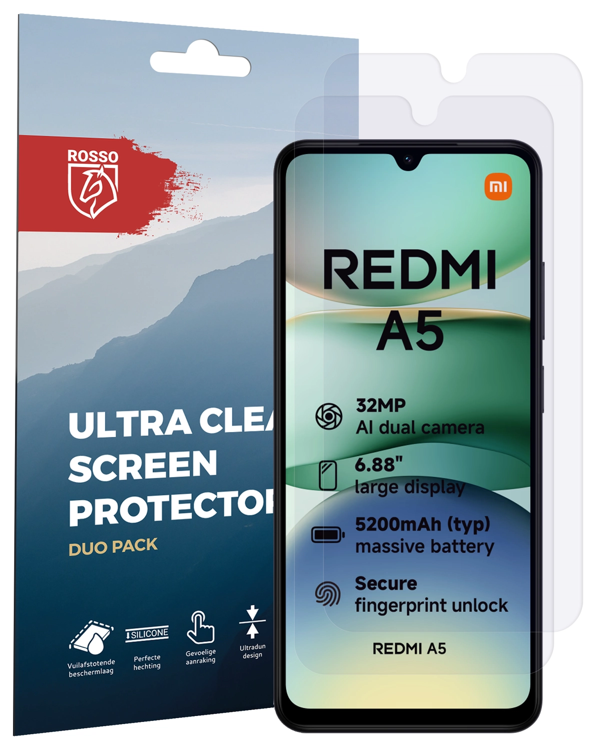 Rosso Xiaomi Redmi A5 Screen Protector Case Friendly Folie Duo Pack afbeelding 8