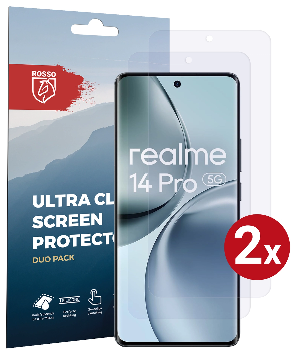 Rosso Realme 14 Pro Screen Protector Case Friendly Folie Duo Pack afbeelding 1