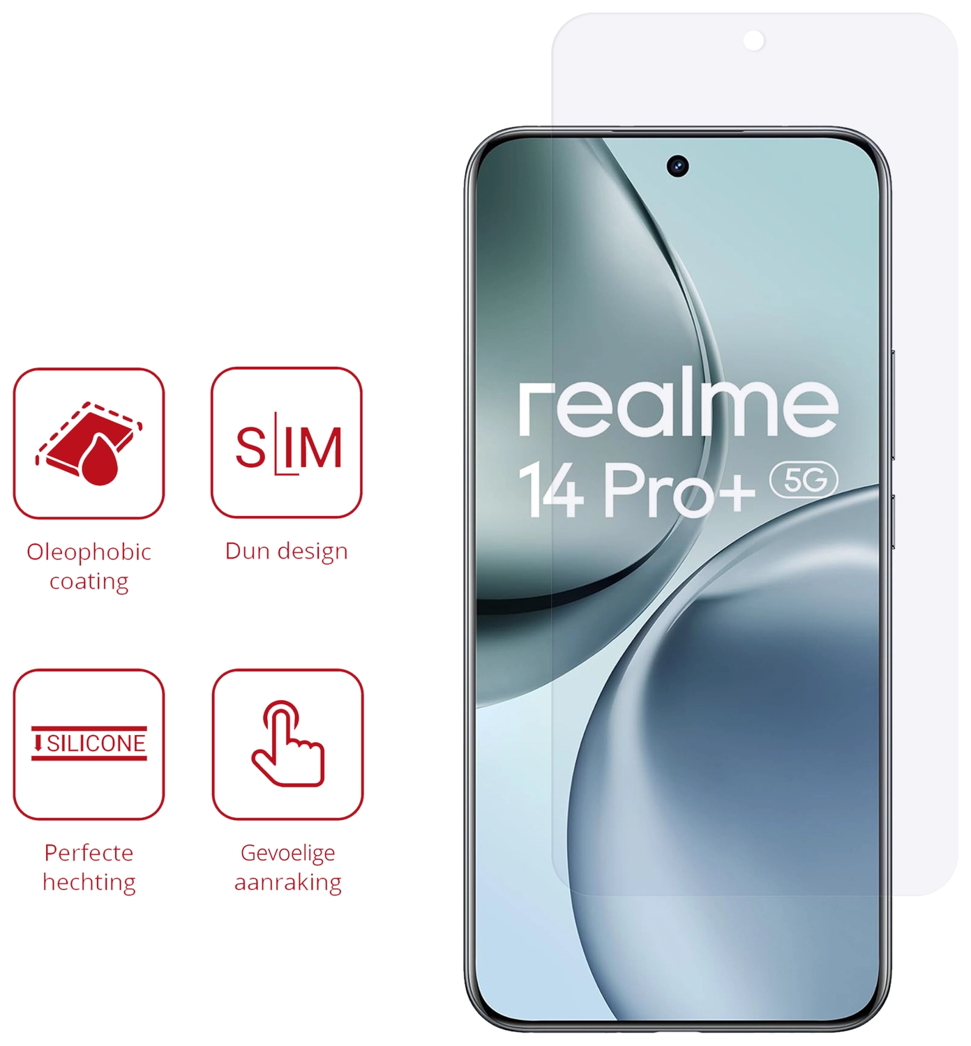 Rosso Realme 14 Pro Plus Screen Protector Case Friendly Folie Duo Pack afbeelding 2