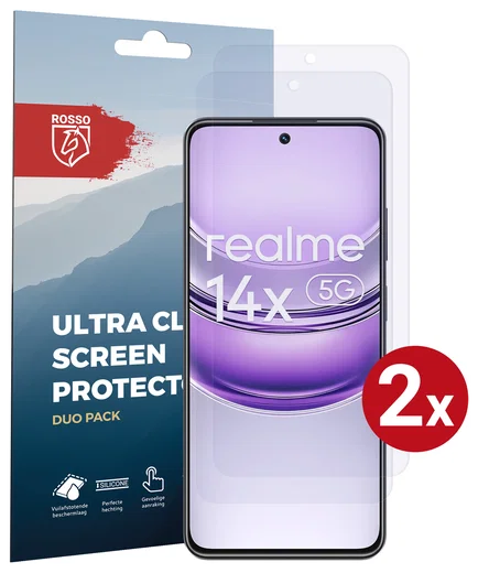 Rosso Realme 14X Screen Protector Case Friendly Folie Duo Pack afbeelding 1