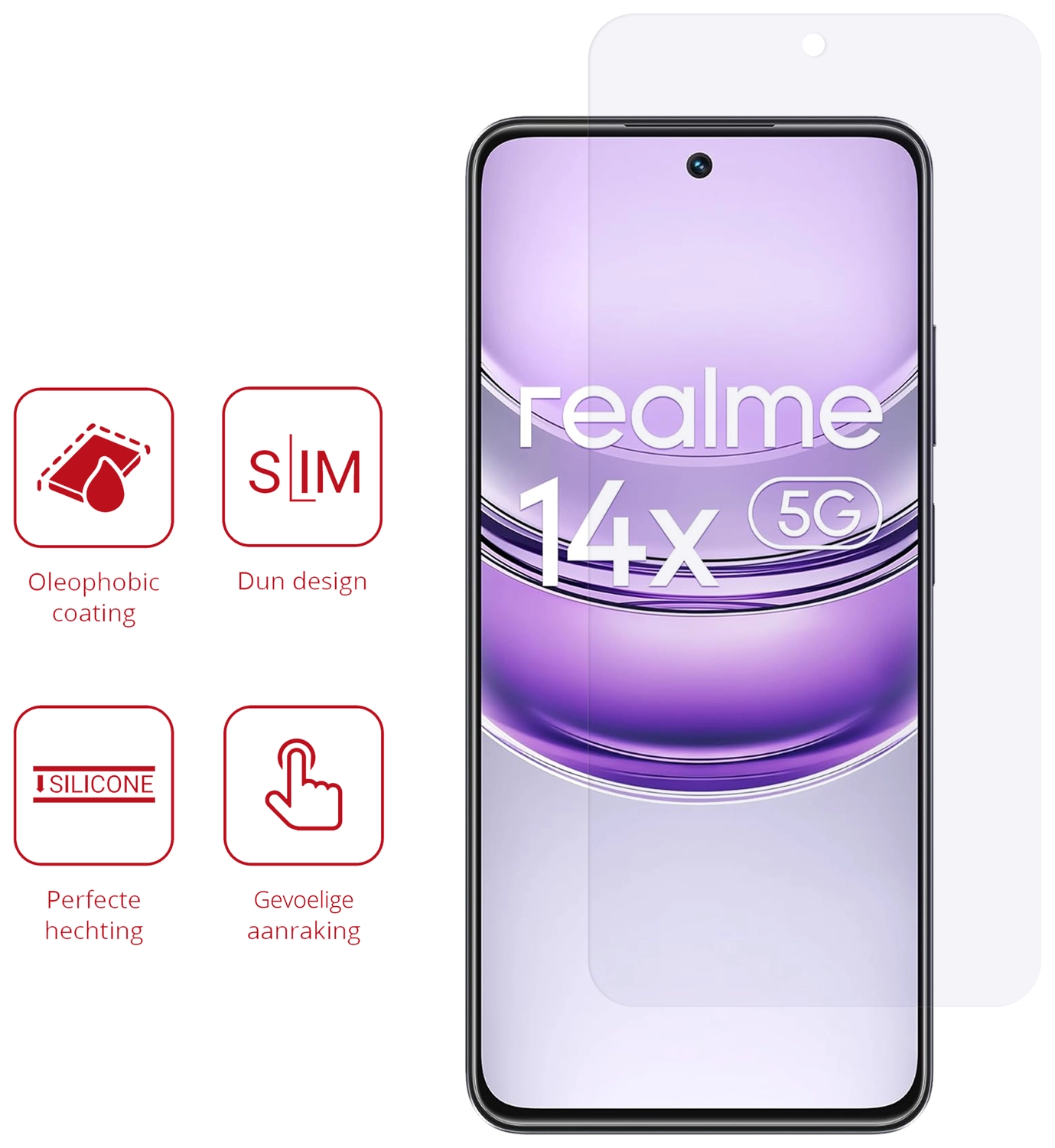 Rosso Realme 14X Screen Protector Case Friendly Folie Duo Pack afbeelding 2