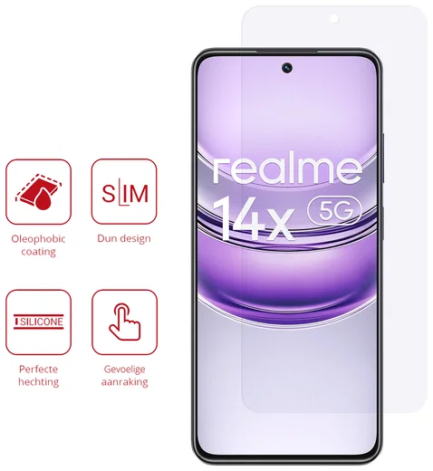 Rosso Realme 14X Screen Protector Case Friendly Folie Duo Pack afbeelding 2
