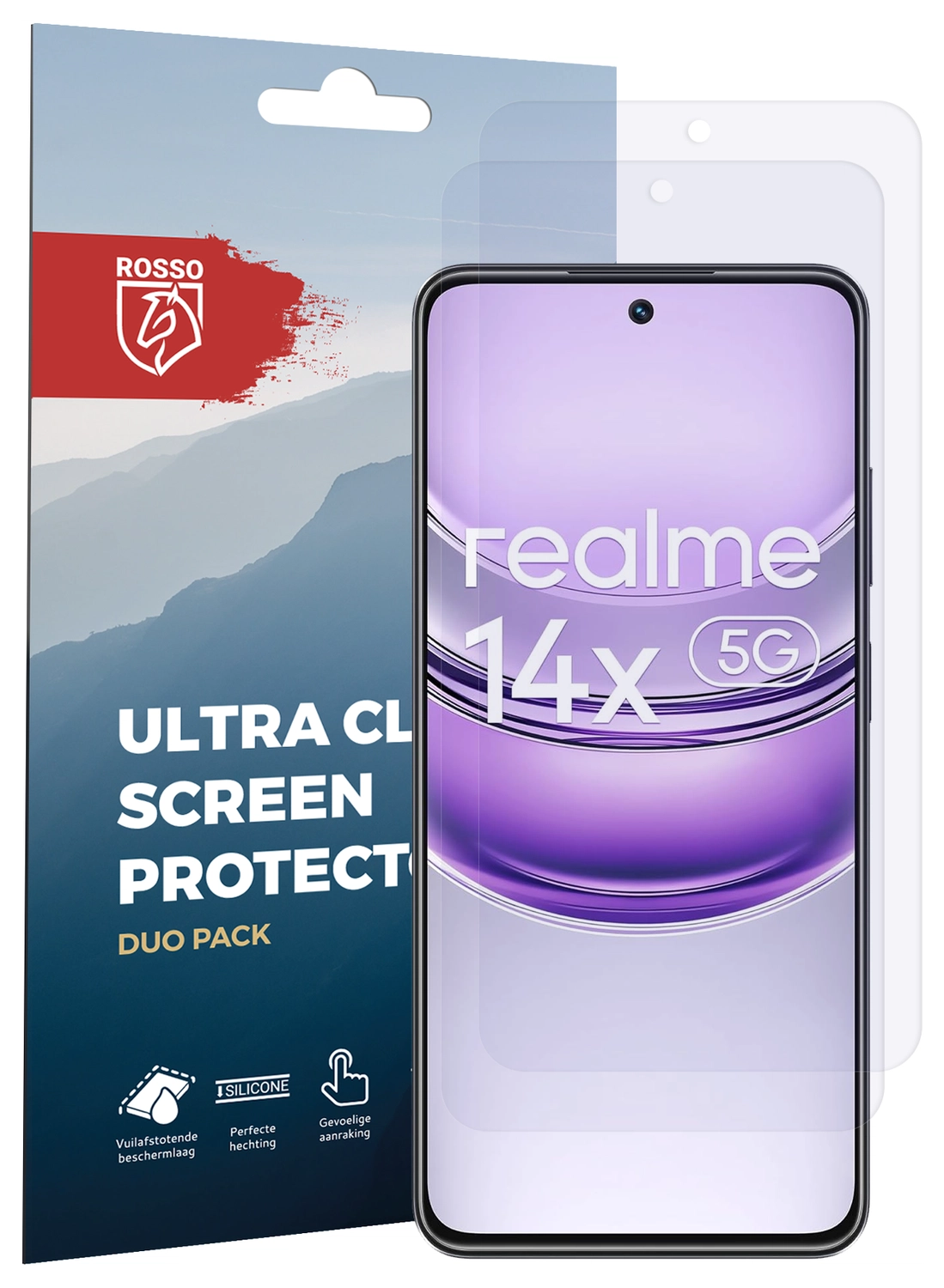 Rosso Realme 14X Screen Protector Case Friendly Folie Duo Pack afbeelding 8