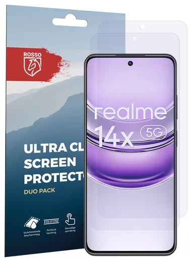 Rosso Realme 14X Screen Protector Case Friendly Folie Duo Pack afbeelding 8