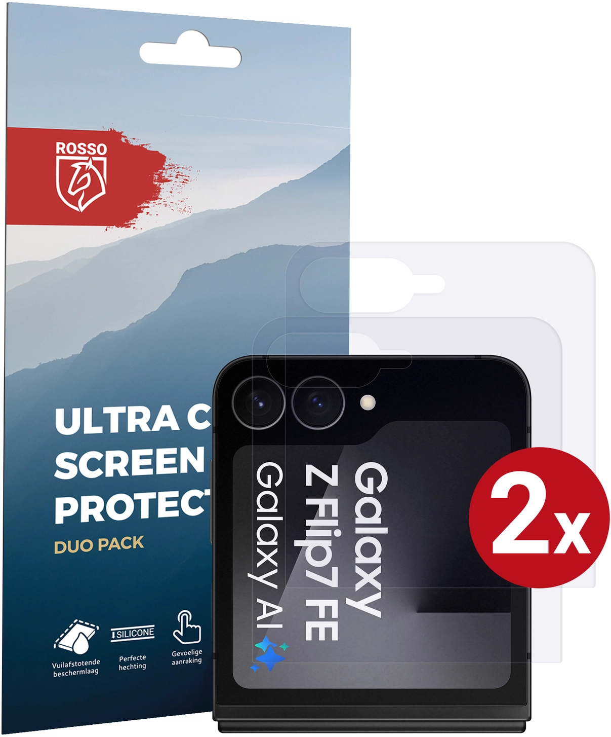 Rosso Samsung Galaxy Z Flip 7 Screen Protector Case Friendly Folie Duo Pack afbeelding 1