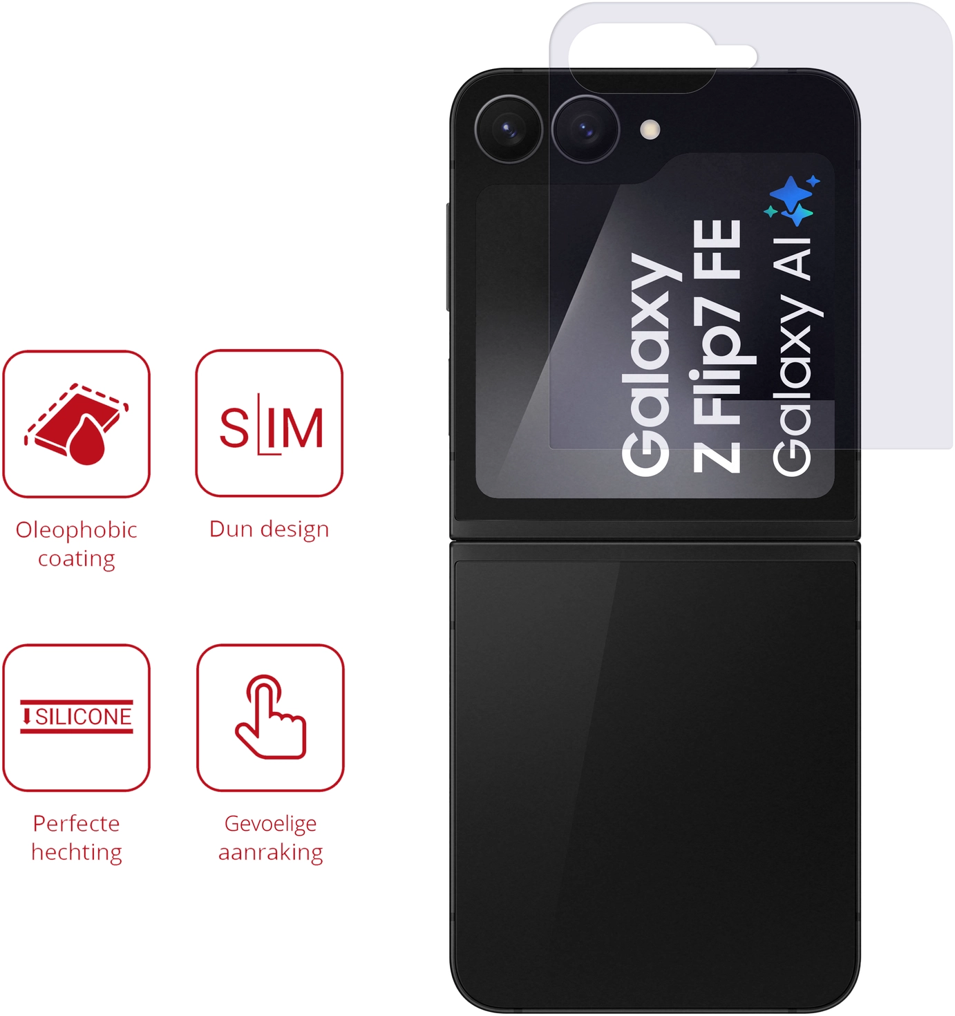 Rosso Samsung Galaxy Z Flip 7 Screen Protector Case Friendly Folie Duo Pack afbeelding 2