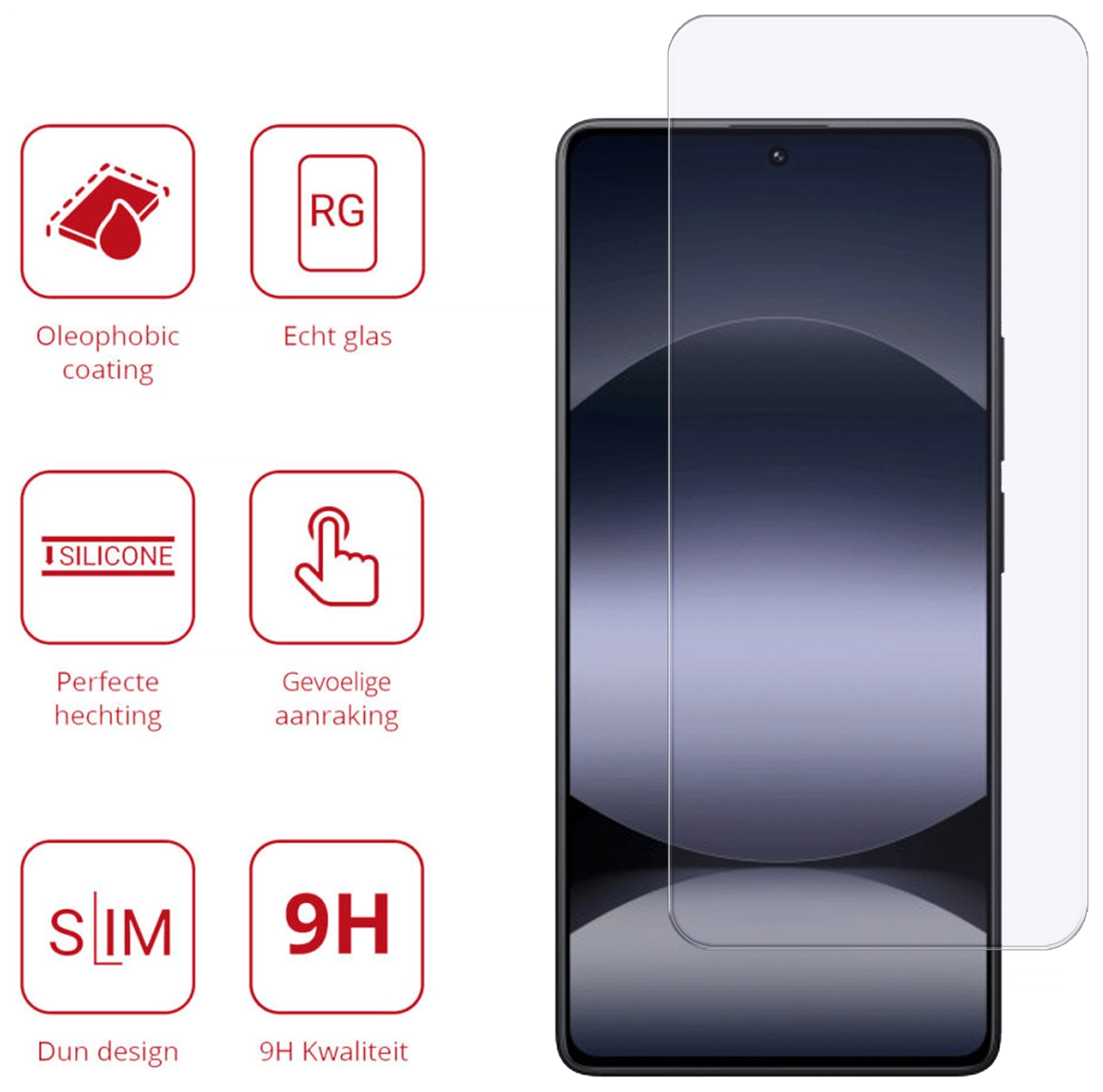 Rosso Xiaomi Redmi Note 14S 9H Tempered Glass Screen Protector afbeelding 2