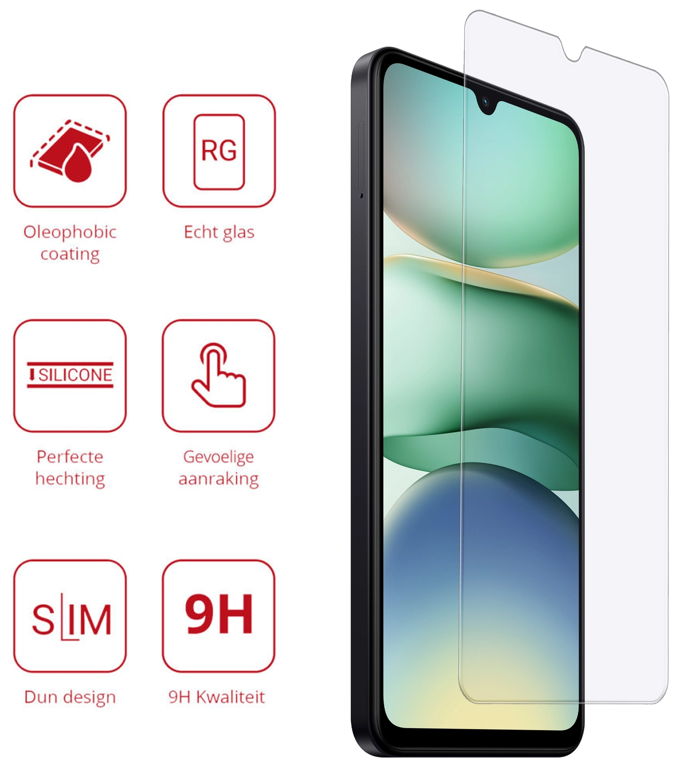 Rosso Xiaomi Redmi A5 9H Tempered Glass Screen Protector afbeelding 2