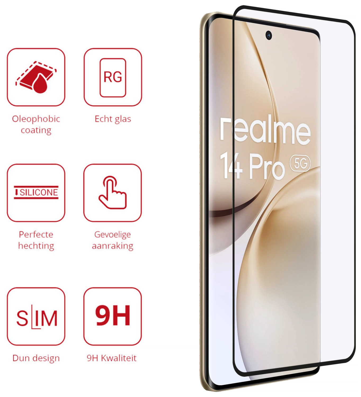 Rosso Realme 14 Pro 9H Tempered Glass Screen Protector afbeelding 2