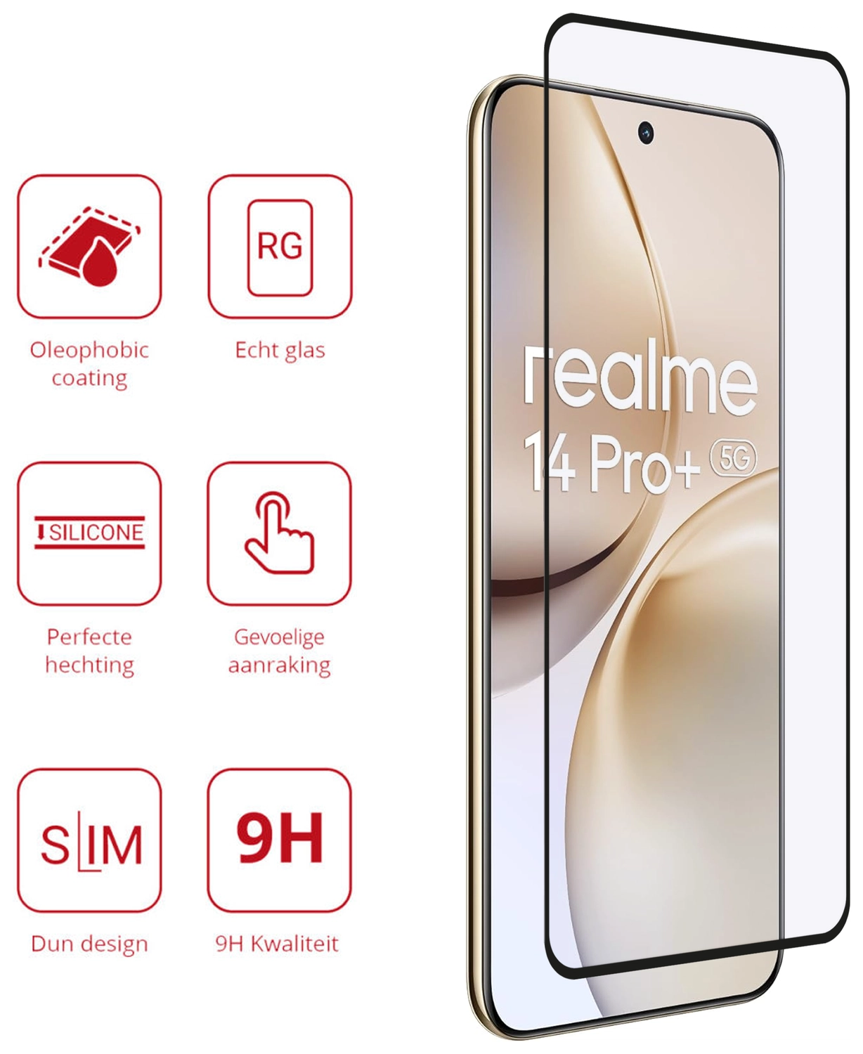 Rosso Realme 14 Pro Plus 9H Tempered Glass Screen Protector afbeelding 2