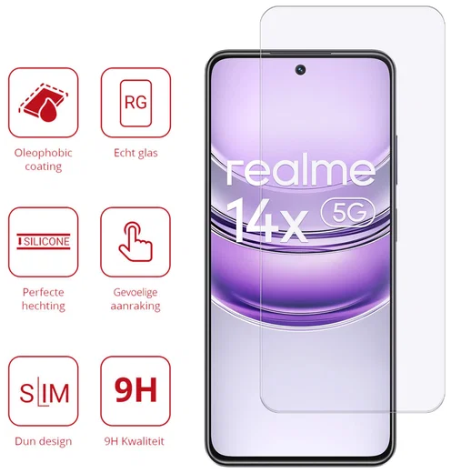 Rosso Realme 14X 9H Tempered Glass Screen Protector afbeelding 2