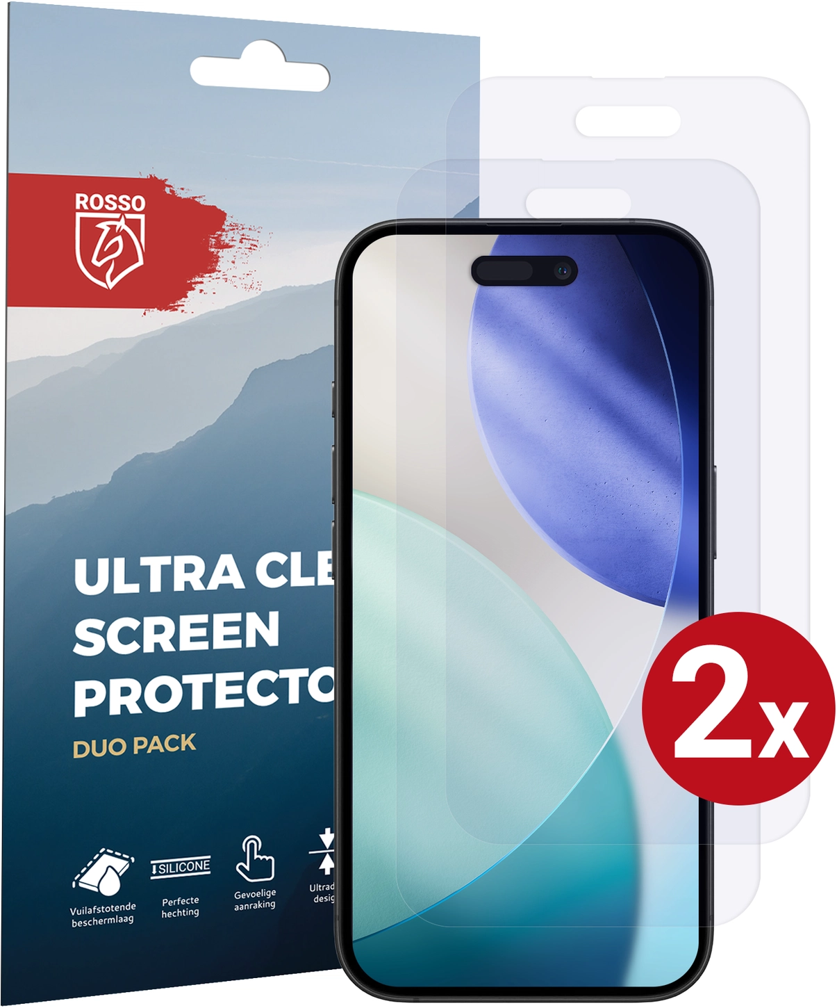 Rosso Apple iPhone 17 / 17 Pro Screen Protector Case Friendly Folie Duo Pack afbeelding 1