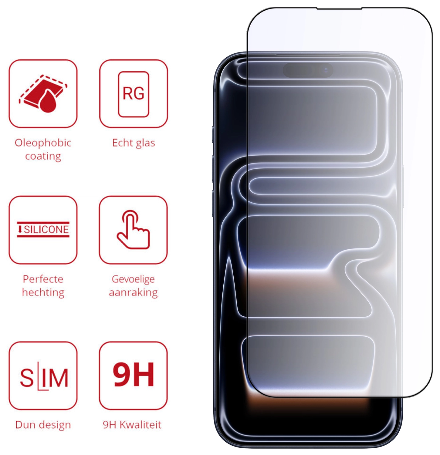 Rosso iPhone 17 / 17 Pro Tempered Glass Screen Protector Anti-Blue Light afbeelding 3