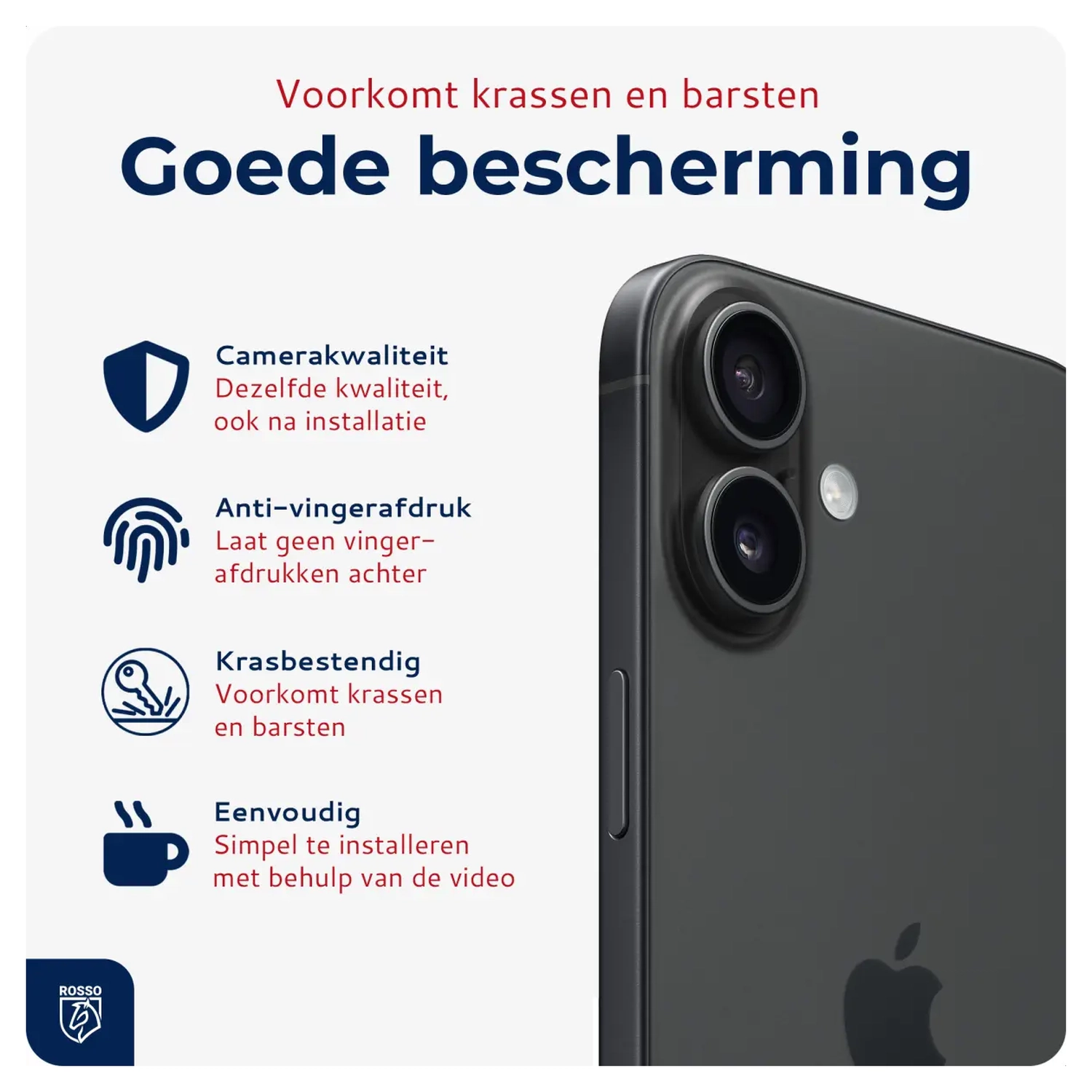 Rosso Apple iPhone 17 Camera Lens Protector Zwart afbeelding 2