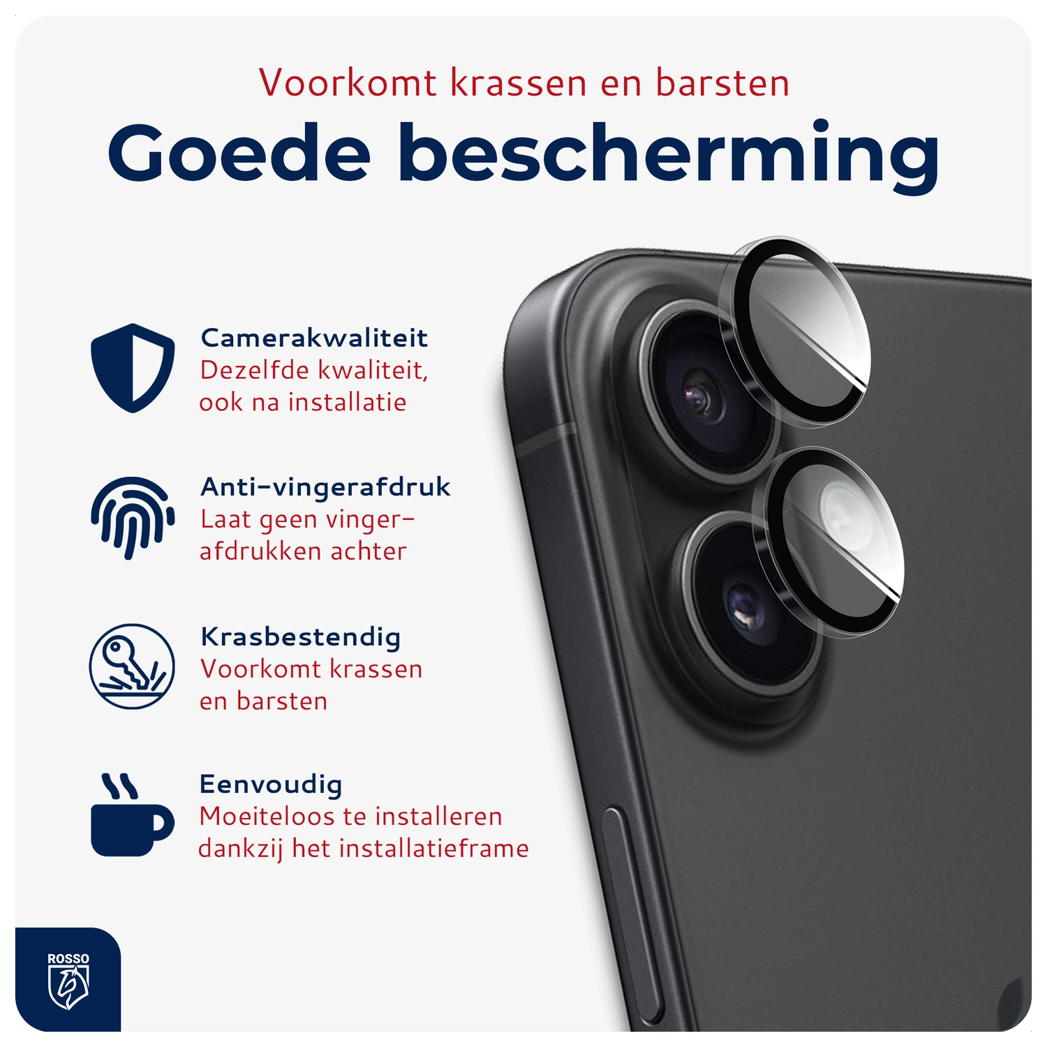 Rosso Apple iPhone 17 Camera Frame Protector Transparant afbeelding 2