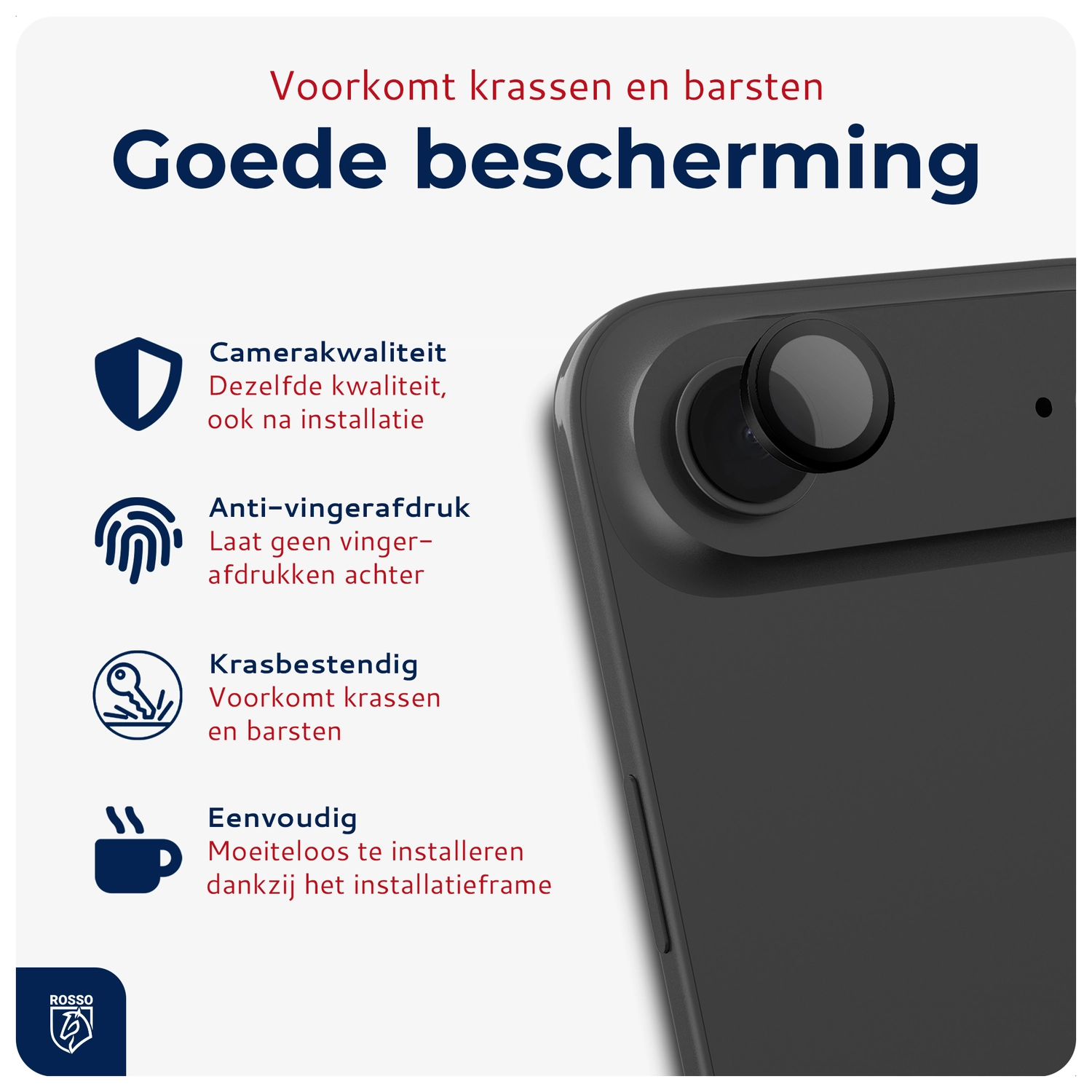 Rosso Apple iPhone Air Camera Frame Protector Zwart afbeelding 2