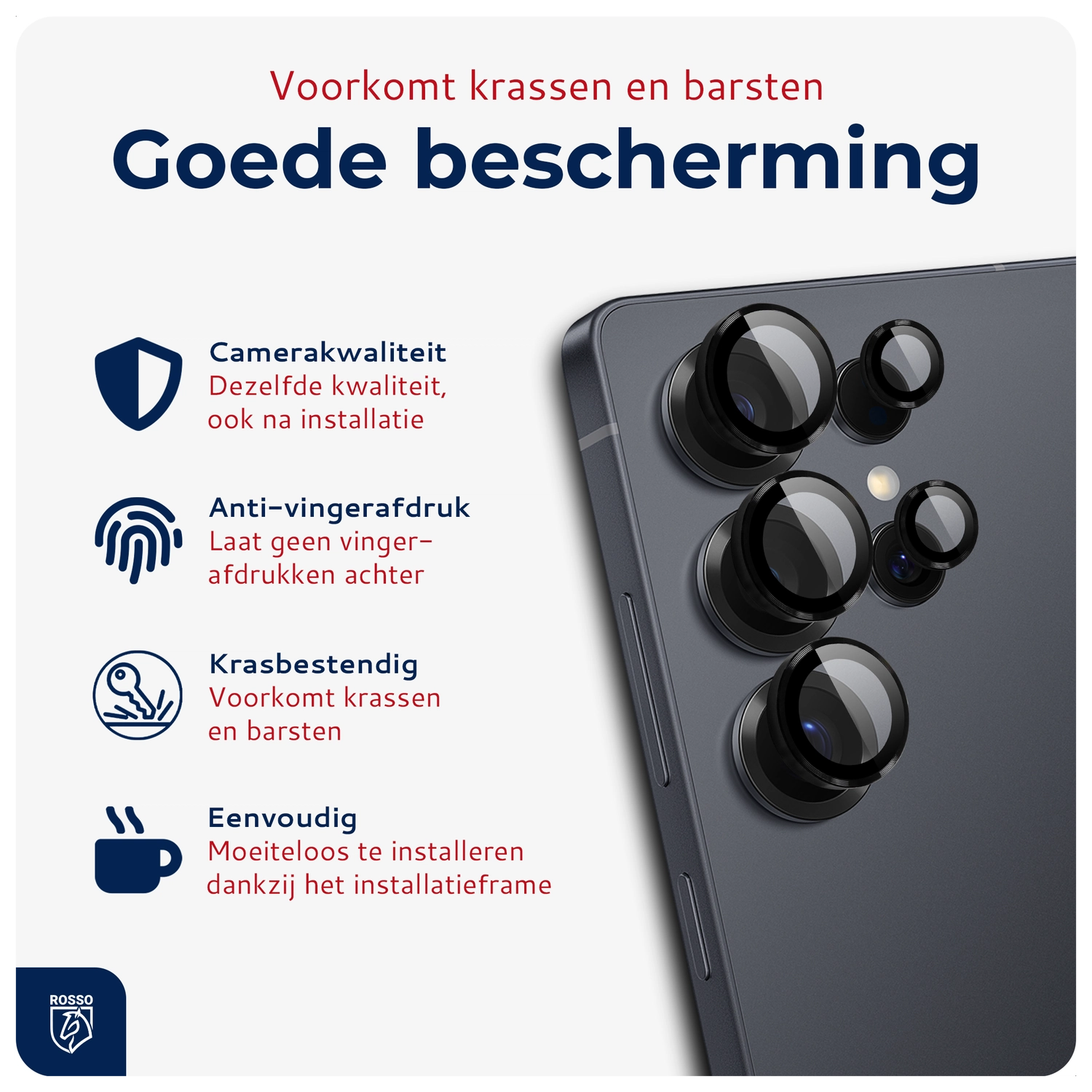 Rosso Samsung Galaxy S25 Ultra Camera Frame Protector Zwart afbeelding 2