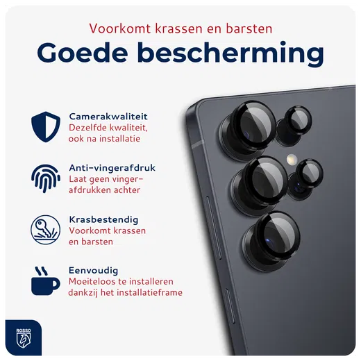 Rosso Samsung Galaxy S25 Ultra Camera Frame Protector Zwart afbeelding 2