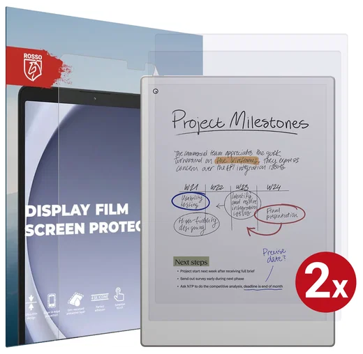 Rosso ReMarkable Paper Pro Screen Protector Ultra Clear Folie Duo Pack afbeelding 1
