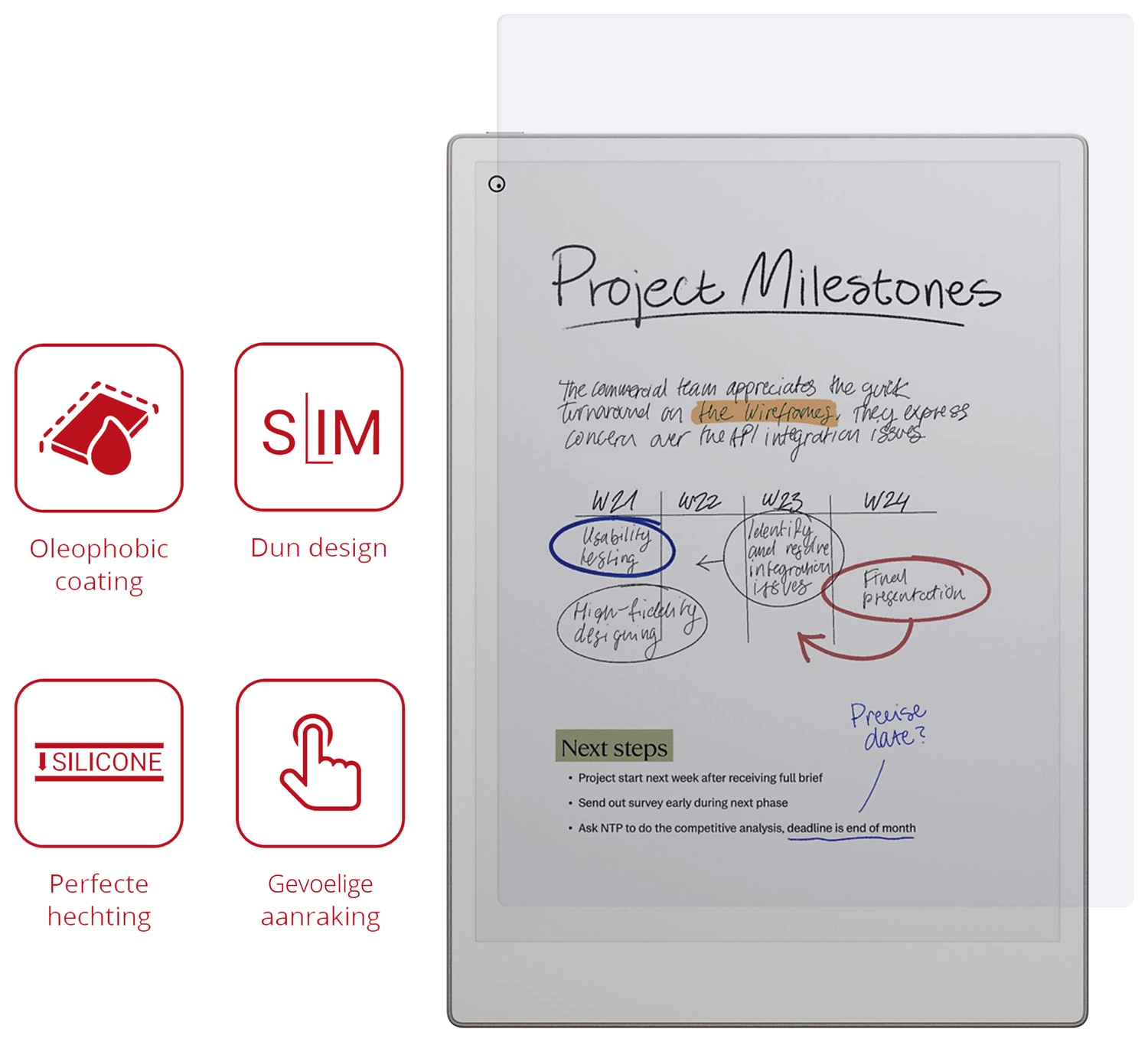 Rosso ReMarkable Paper Pro Screen Protector Ultra Clear Folie Duo Pack afbeelding 2