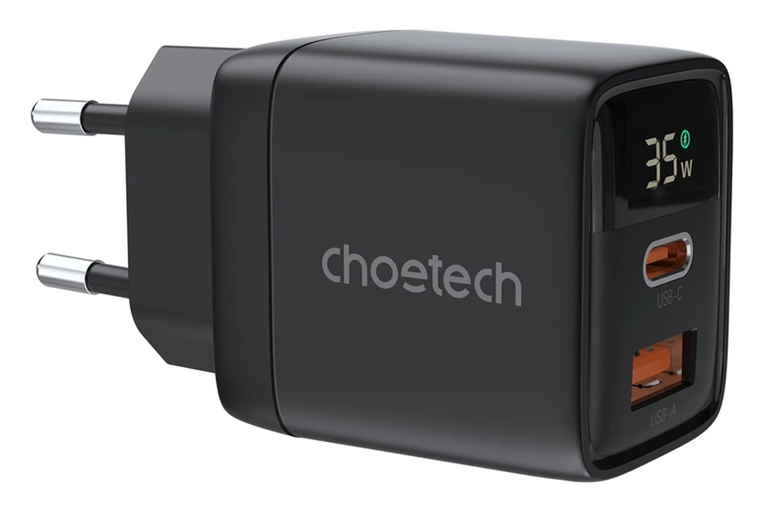 Choetech USB/USB-C GaN Snellader 35W PD Adapter Fast Charge Zwart afbeelding 1
