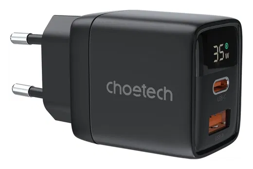 Choetech USB/USB-C GaN Snellader 35W PD Adapter Fast Charge Zwart afbeelding 1