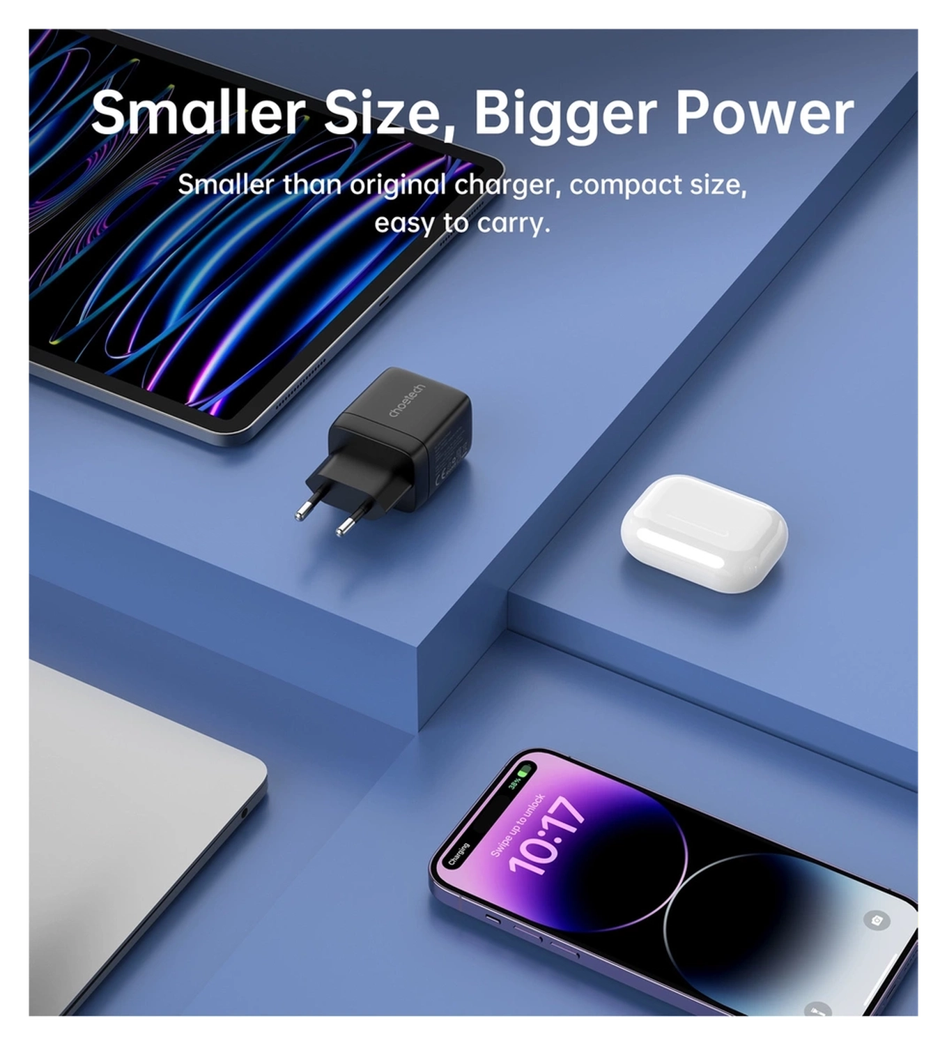 Choetech USB/USB-C GaN Snellader 35W PD Adapter Fast Charge Zwart afbeelding 5