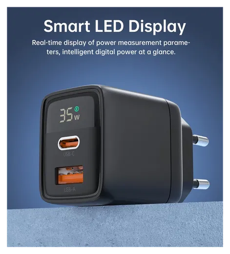 Choetech USB/USB-C GaN Snellader 35W PD Adapter Fast Charge Zwart afbeelding 7