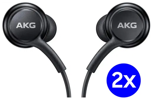 Duo Pack Originele Samsung AKG Headset Oordopjes met USB-C Plug Zwart afbeelding 1
