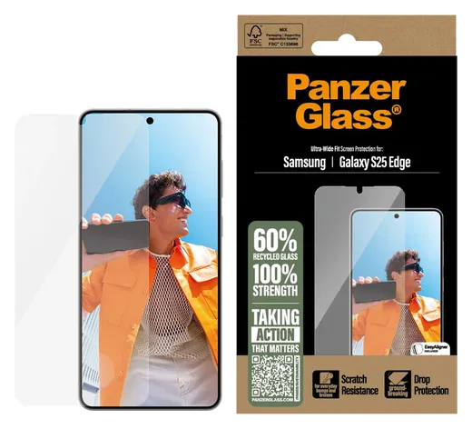 PanzerGlass Ultra-Wide Samsung Galaxy S25 Edge Screen Protector afbeelding 1
