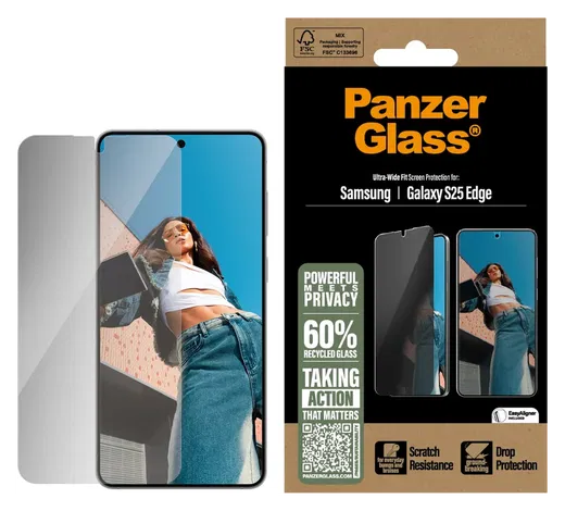 PanzerGlass Ultra-Wide Samsung Galaxy S25 Edge Privacy Glass EasyAligner afbeelding 1