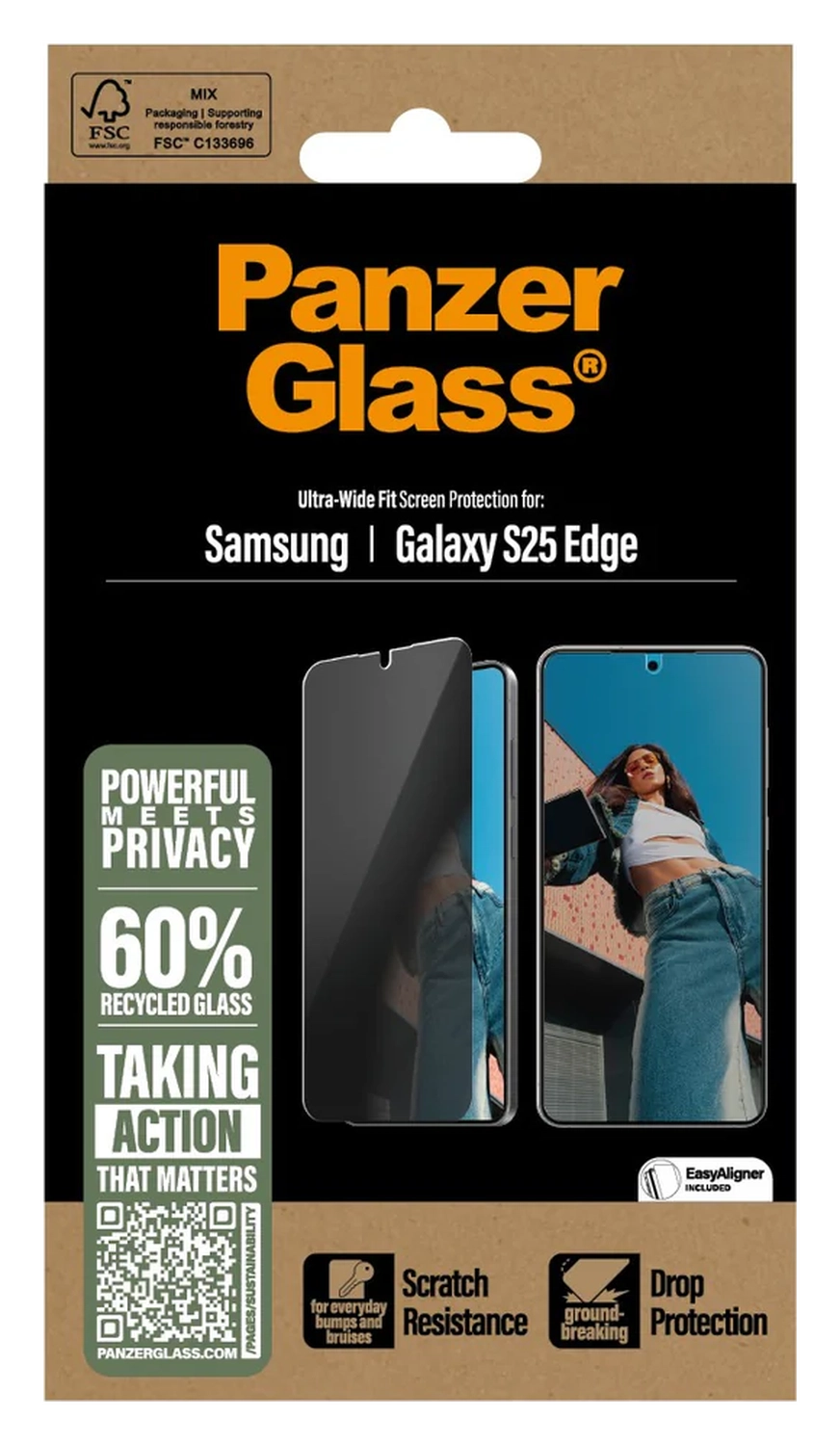 PanzerGlass Ultra-Wide Samsung Galaxy S25 Edge Privacy Glass EasyAligner afbeelding 3