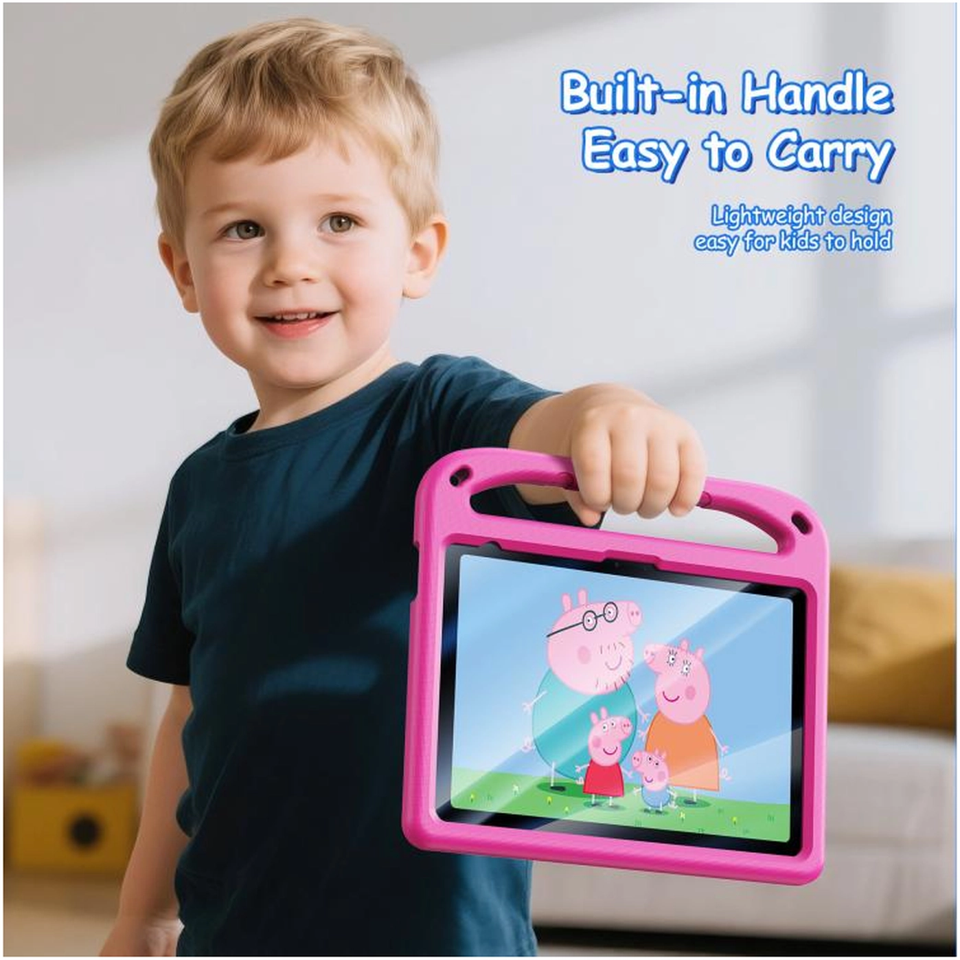 Dux Ducis PUFF iPad 11 (2025) / 10.9 (2022) Kinder Tablethoes met Handvat Roze afbeelding 5