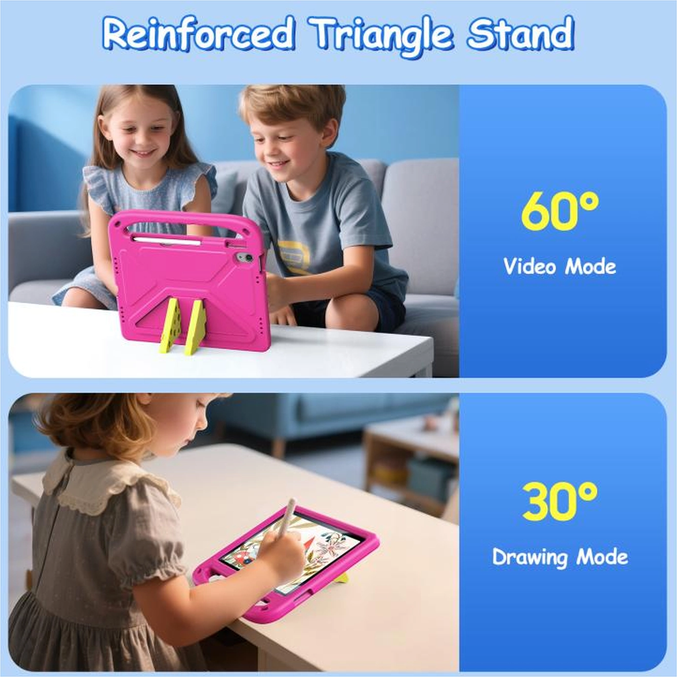 Dux Ducis PUFF iPad 11 (2025) / 10.9 (2022) Kinder Tablethoes met Handvat Roze afbeelding 6