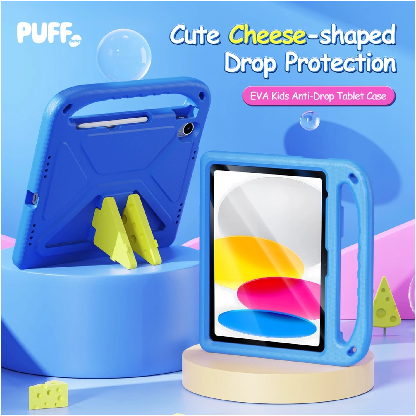 Dux Ducis PUFF iPad 11 (2025) / 10.9 (2022) Kinder Tablethoes met Handvat Blauw afbeelding 3