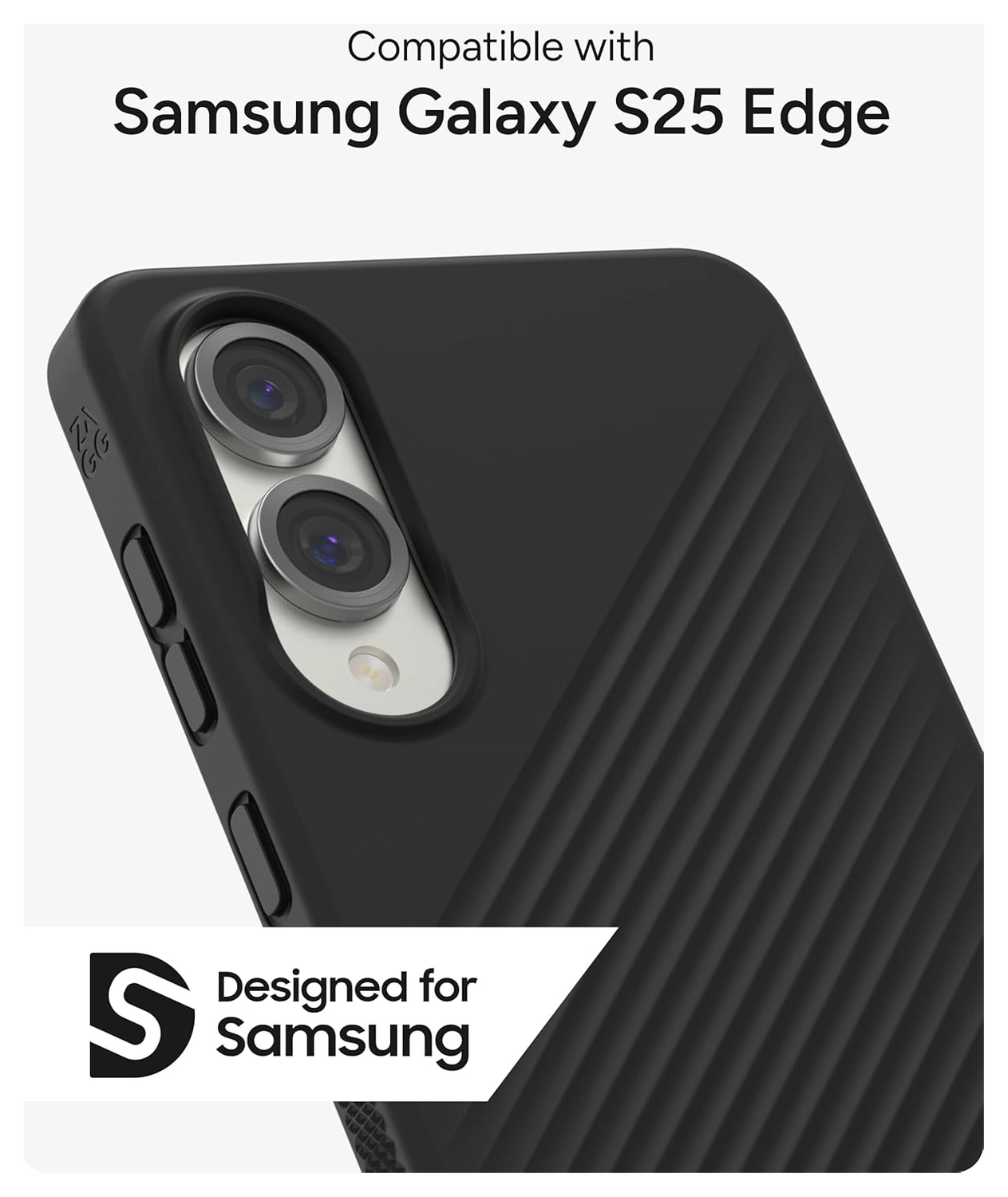 ZAGG Luxe Samsung Galaxy S25 Edge Hoesje Back Cover 3M Valbescherming Zwart afbeelding 4